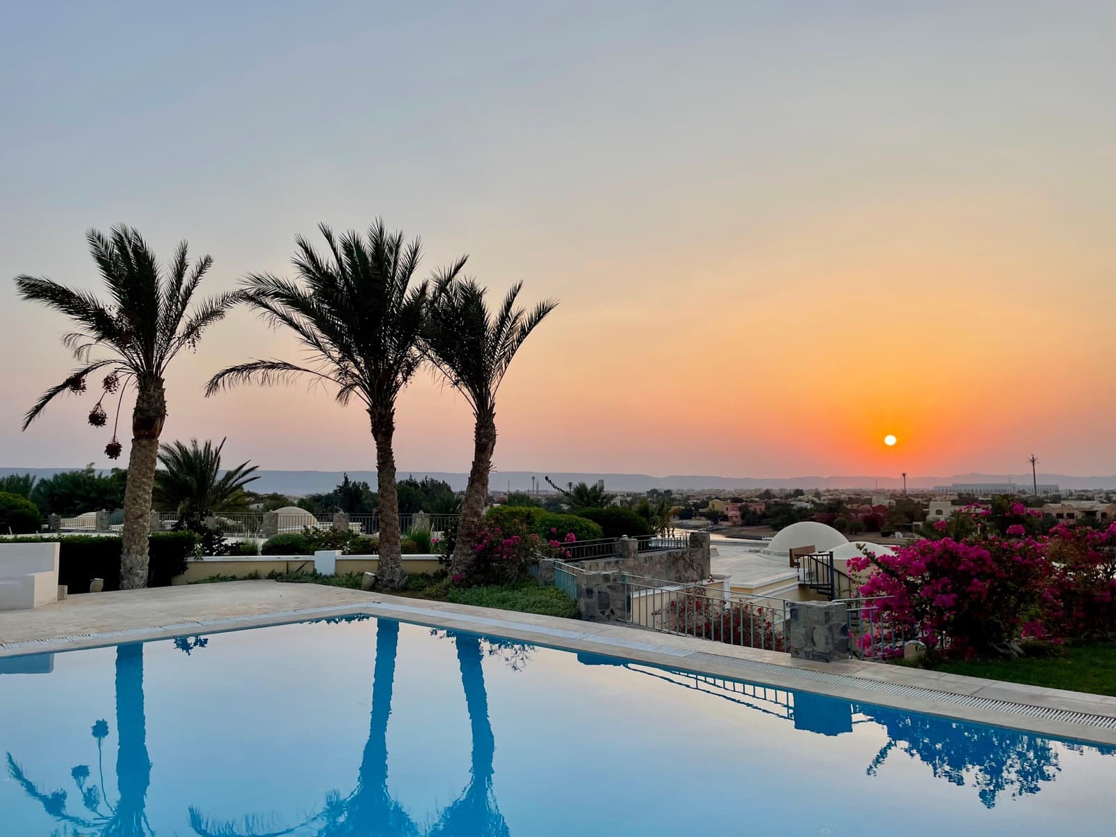 Sunset over the pool